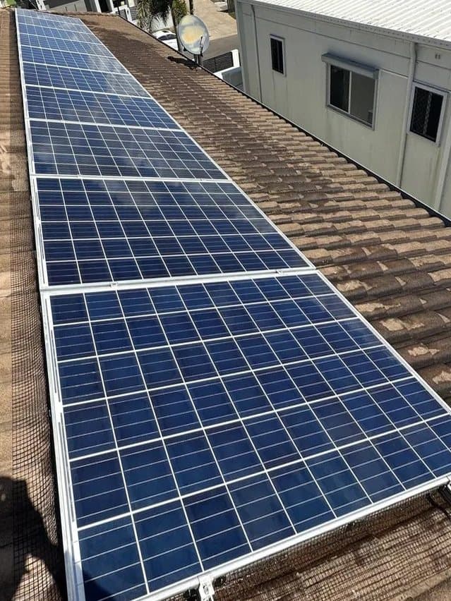 The same solar panels after cleaning, with the glass free of visible droppings and dirt